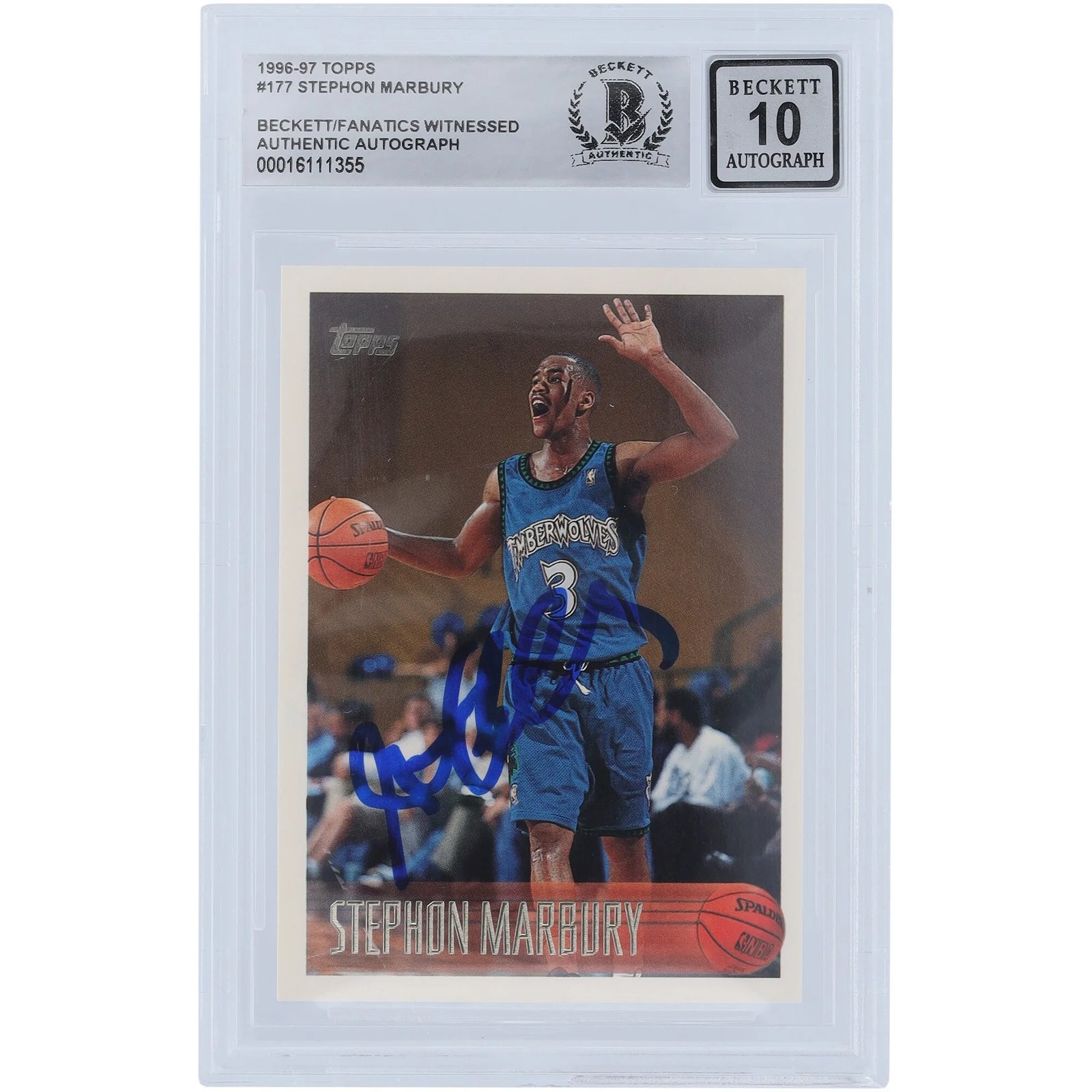 Stephon Marbury Signed 1996-97 Topps #177 Rookie Card | Beckett Graded 10