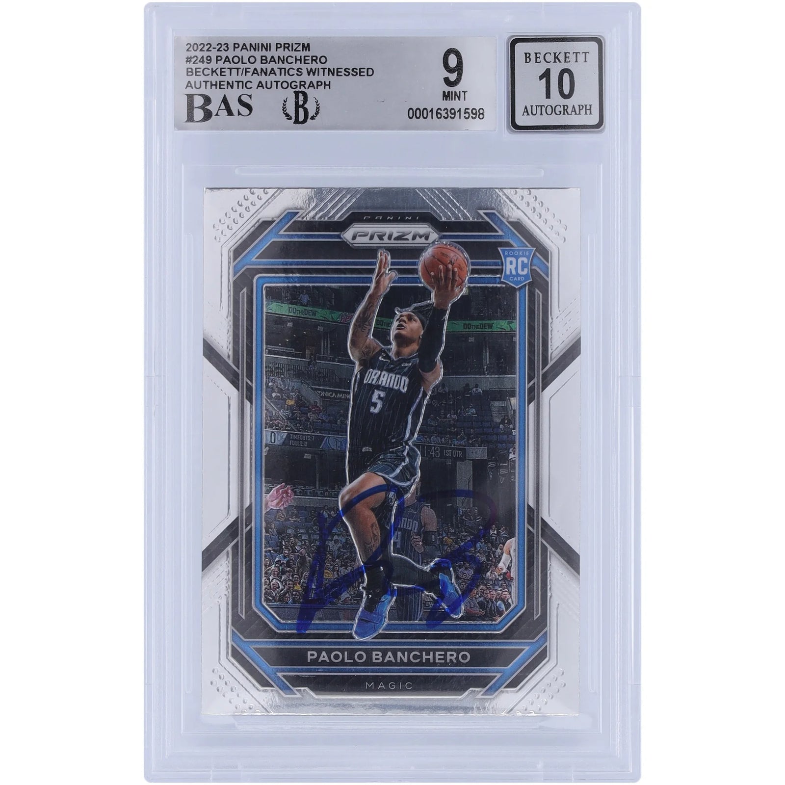 Paolo Banchero Signed 2022-23 Panini Prizm #249 Rookie Card | Beckett Authenticated 9