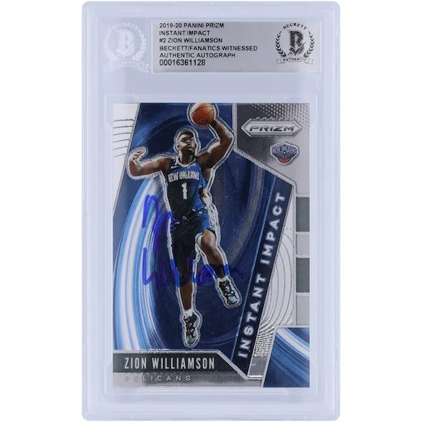 Zion Williamson Signed 2019-20 Panini Prizm Instant Impact #2 Rookie Card | Beckett Witnes