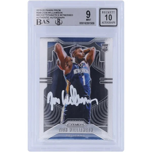 Zion Williamson Signed 2019-20 Panini Prizm Rookie Card #248 | Beckett Authenticated 9