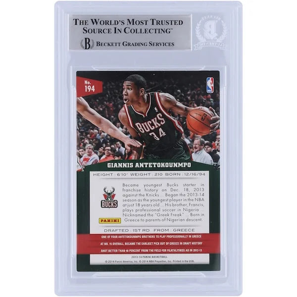 Giannis Antetokounmpo Signed 2013-14 Panini Silver Ink Rookie Card #194 | Beckett Authenti