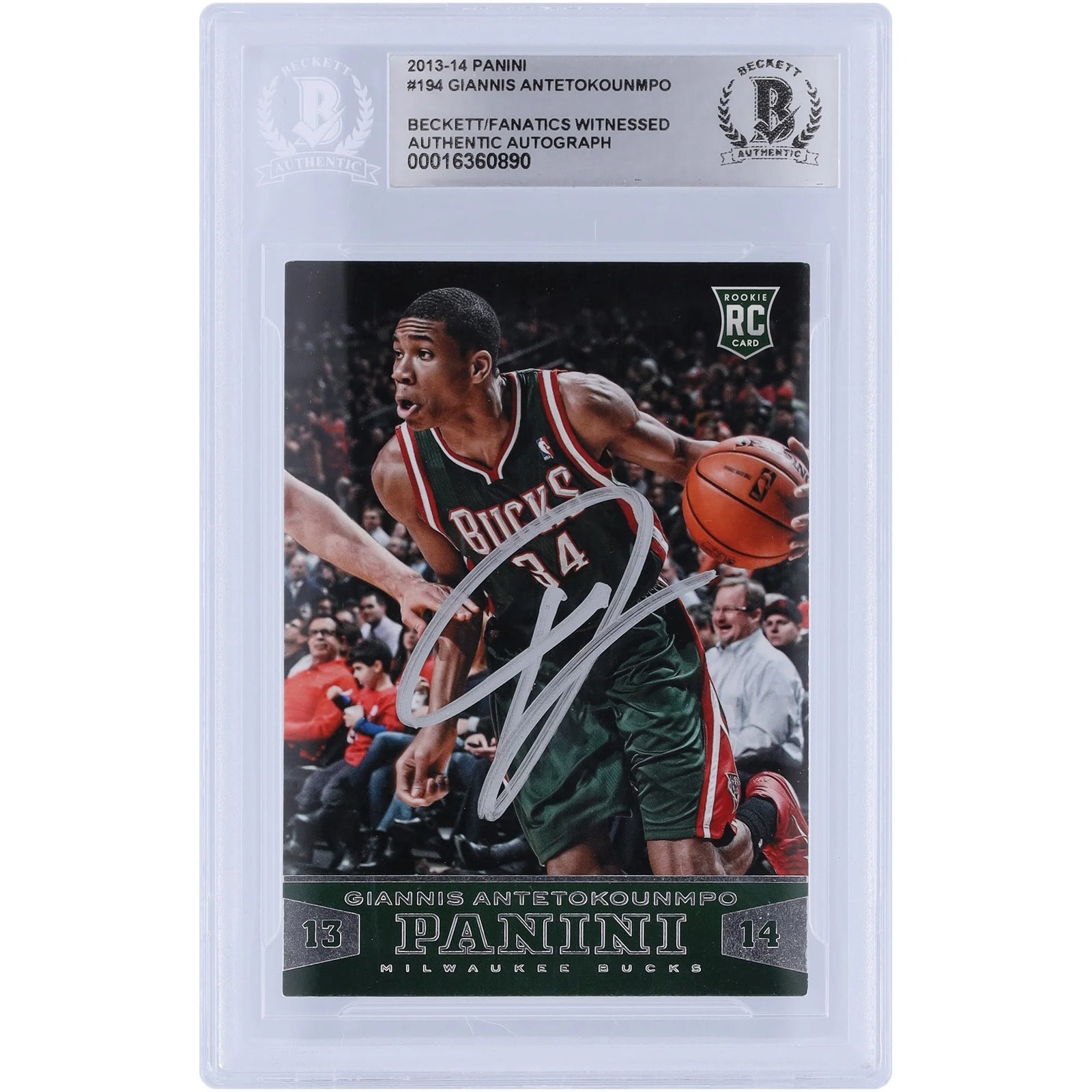 Giannis Antetokounmpo Signed 2013-14 Panini Silver Ink Rookie Card #194 | Beckett Authenti