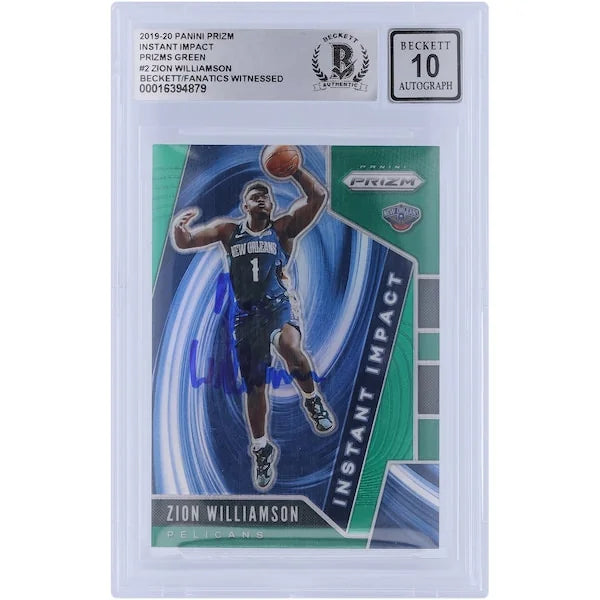 Zion Williamson Signed 2019-20 Panini Prizm Instant Impact #2 | Beckett Graded 10