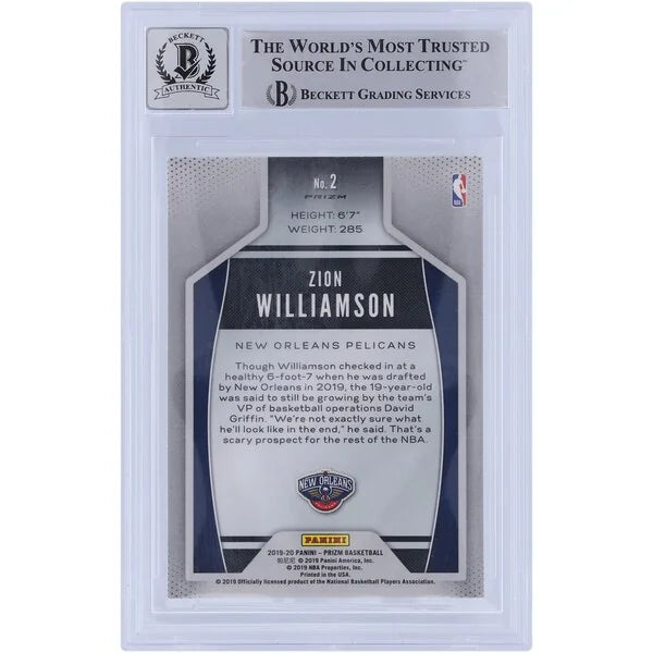 Zion Williamson Signed 2019-20 Panini Prizm Instant Impact #2 | Beckett Graded 10