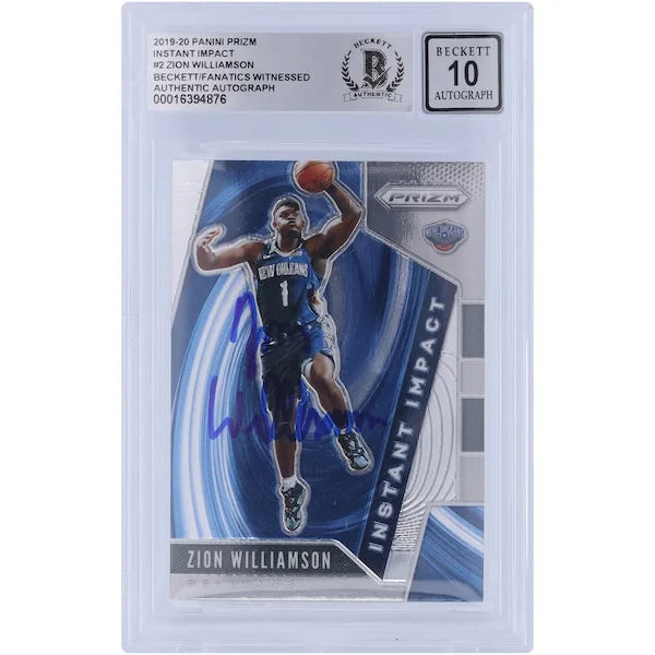 Zion Williamson Signed 2019-20 Panini Prizm Instant Impact #2 Rookie Card | Beckett 10