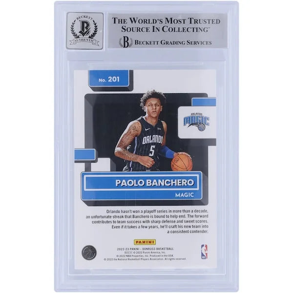 Paolo Banchero Signed 2022-23 Panini Donruss Rated Rookie #201 | Beckett 9