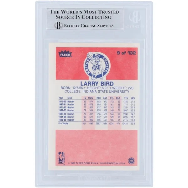Larry Bird Signed 1986-87 Fleer #9 Card | #/33 Beckett Witnessed