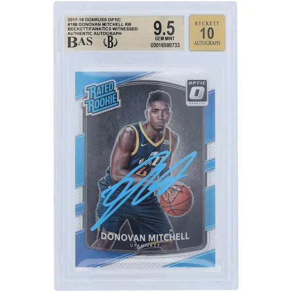 Donovan Mitchell Signed 2017-18 Panini Donruss Optic Rookie #188 Card | Graded 9.5