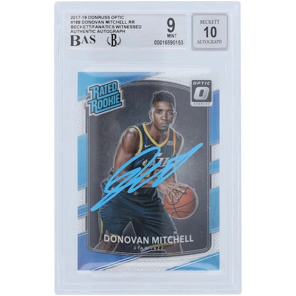 Donovan Mitchell Signed 2017-18 Panini Donruss Optic Rookie #188 Card | Powder Blue