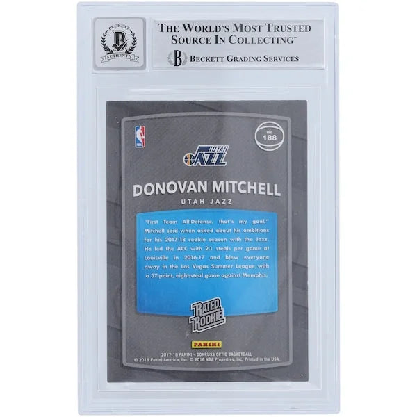Donovan Mitchell Signed 2017-18 Panini Donruss Optic Rookie #188 Card | Powder Blue