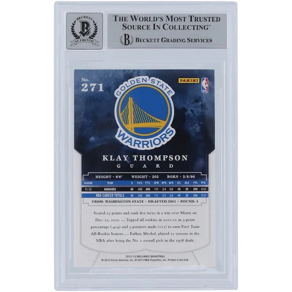 Klay Thompson Signed 2012-13 Panini Brilliance Rookie Card #271 | Graded 9