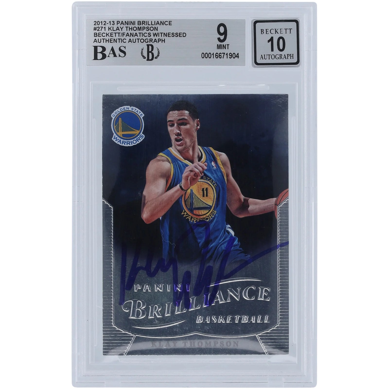 Klay Thompson Signed 2012-13 Panini Brilliance Rookie Card #271 | Graded 9