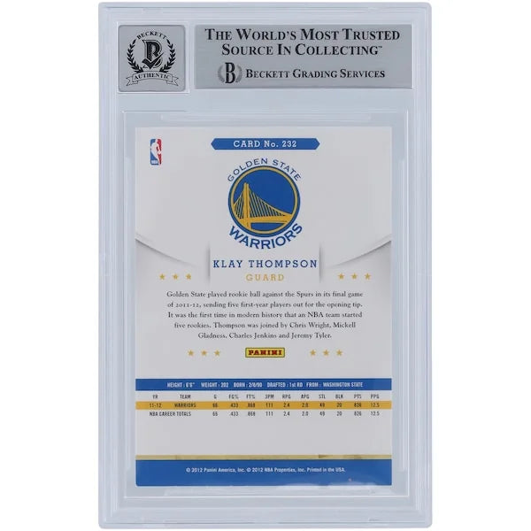 Klay Thompson Signed 2012-13 Panini Hoops #232 Rookie Card | Beckett Graded 10