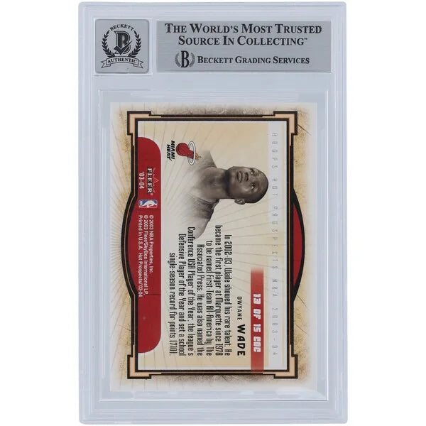 Dwyane Wade Signed 2003-04 Fleer Hoops Rookie #13 Card | Beckett Graded 10