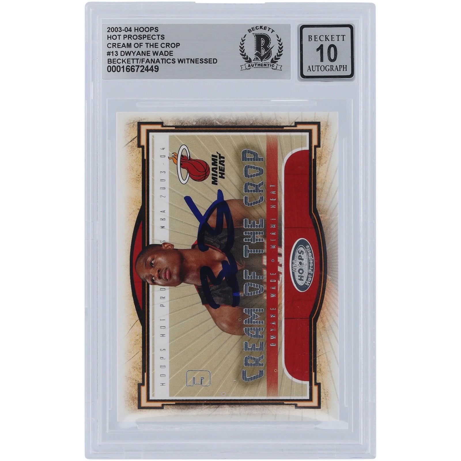 Dwyane Wade Signed 2003-04 Fleer Hoops Rookie #13 Card | Beckett Graded 10