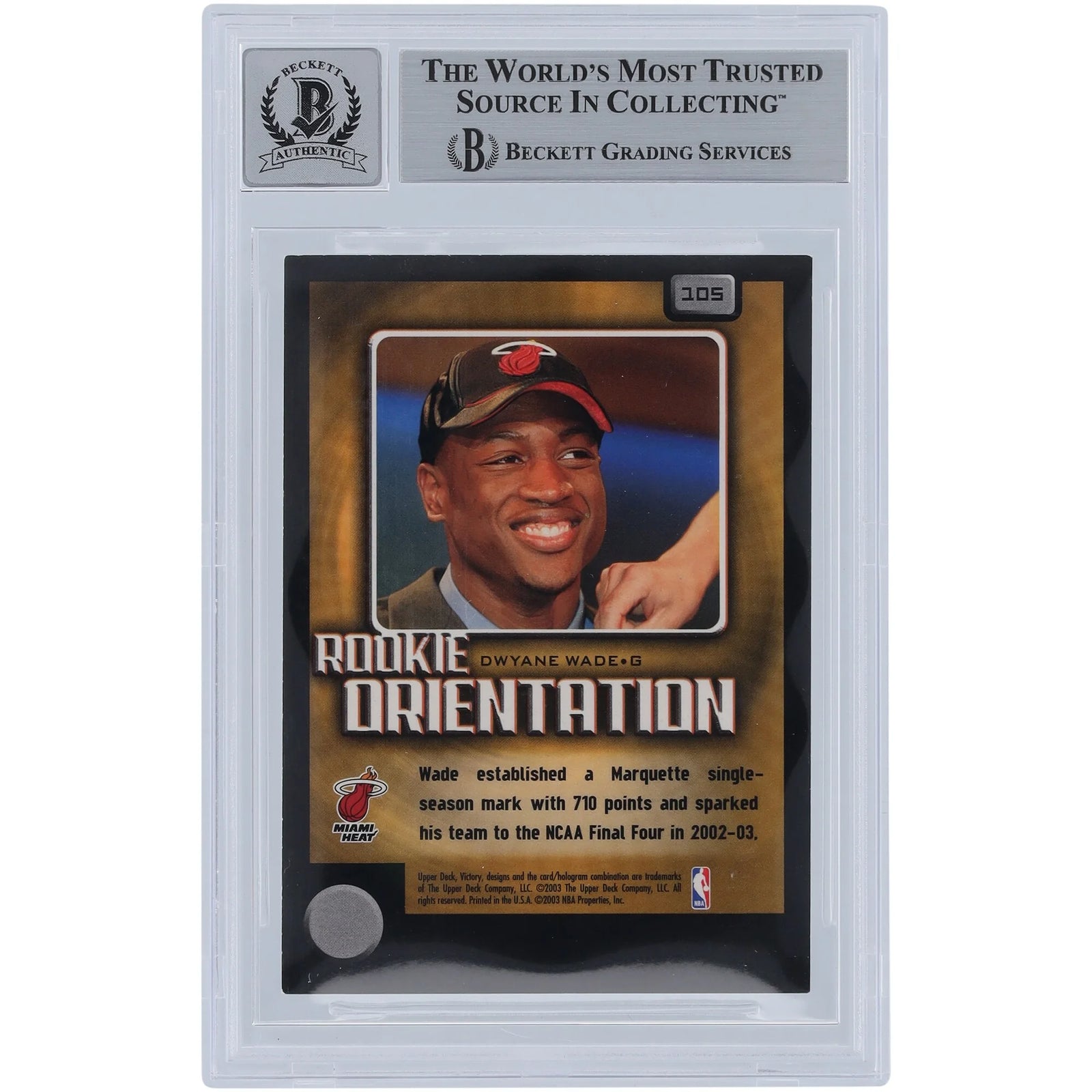 Dwyane Wade Signed 2003-04 Upper Deck Victory #105 Rookie Card | Graded 10