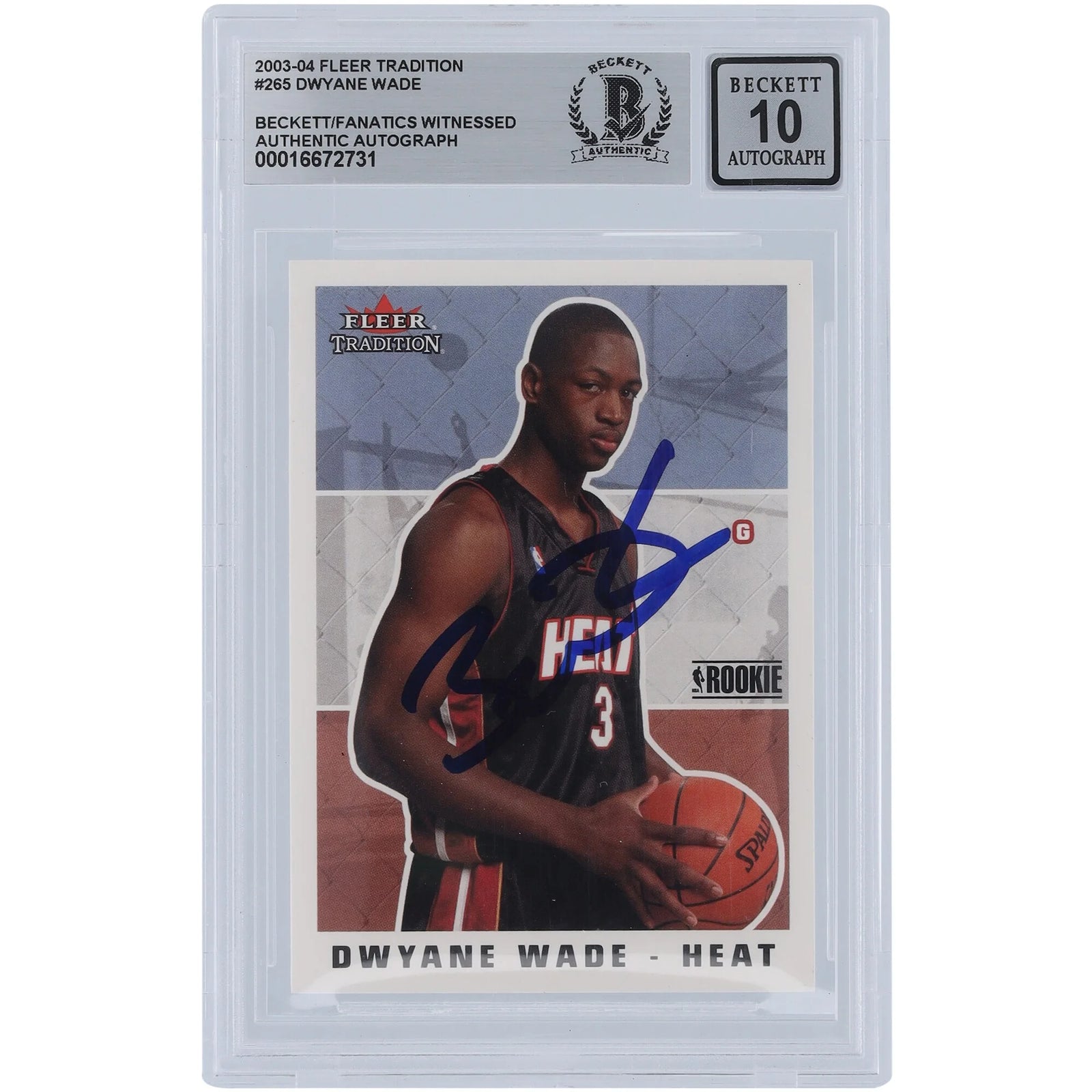 Dwyane Wade Signed 2003-04 Fleer Tradition #265 Rookie Card | Graded 10