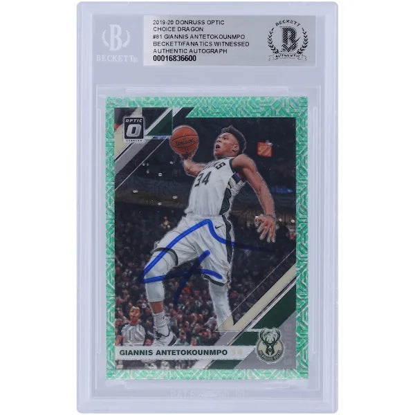 Giannis Antetokounmpo Signed 2019-20 Panini Donruss Optic Prizm #81 | Beckett Authenticate