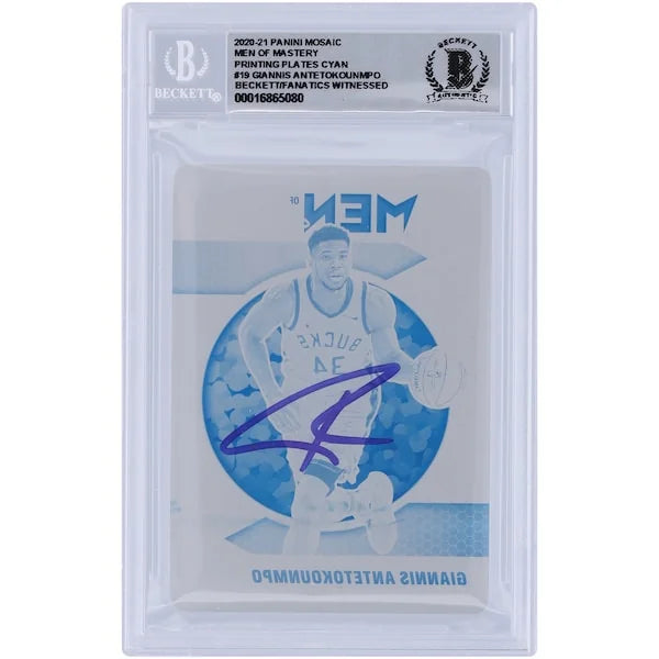 Giannis Antetokounmpo Signed 2020-21 Panini Mosaic Printing Plate #19 | 1/1 Beckett 10