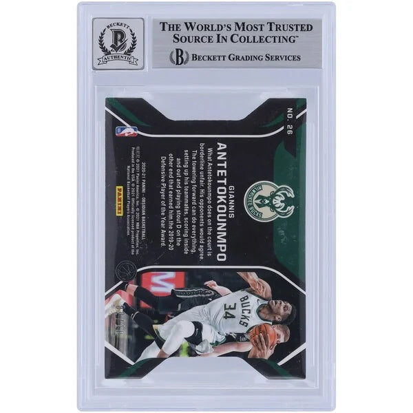 Giannis Antetokounmpo Signed 2020-21 Panini Obsidian Card | Beckett 9