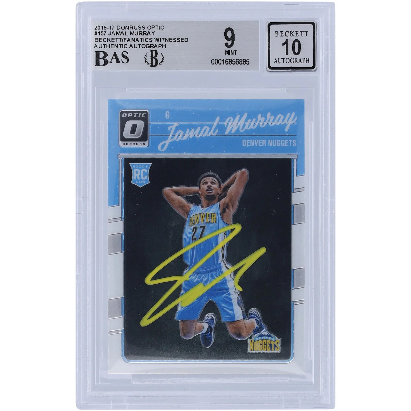 Jamal Murray Signed 2016-17 Panini Donruss Optic Rated Rookie #157 Card | Yellow Ink
