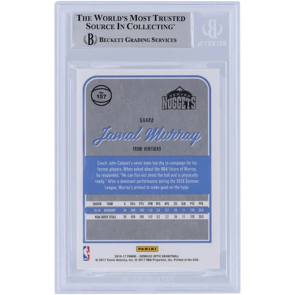 Jamal Murray Denver Nuggets Autographed 2016-17 Panini Donruss Optic Rated Rookie Yellow Ink #157 Beckett Fanatics Witnessed Authenticated Rookie Card - F2