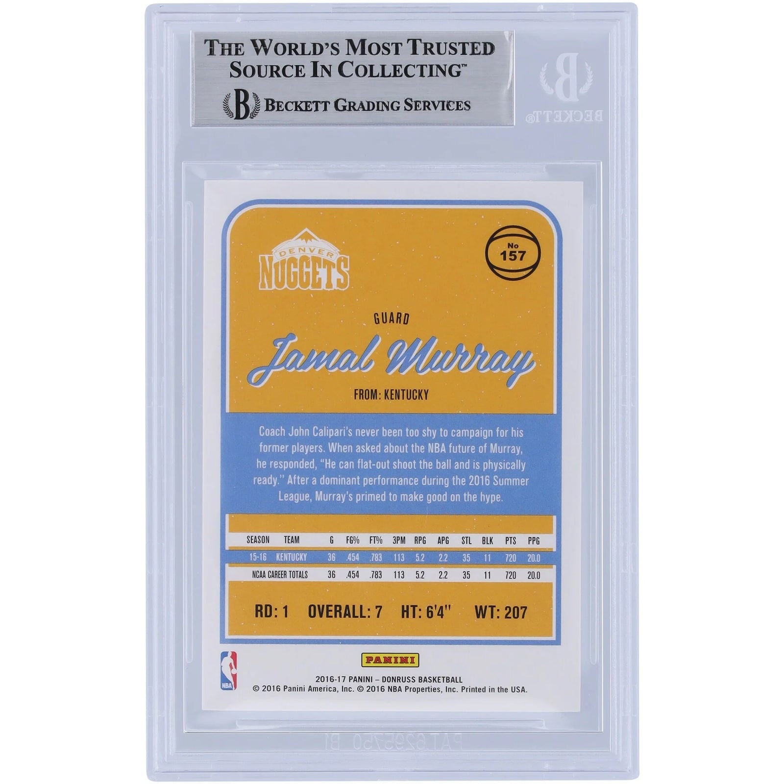Jamal Murray Signed 2016-17 Panini Donruss Rated Rookie #157 Card | Light Blue Ink