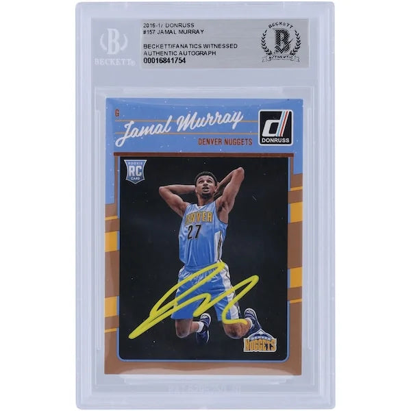 Jamal Murray Denver Nuggets Autographed 2016-17 Panini Donruss Rated Rookie Yellow Ink #157 Beckett Fanatics Witnessed Authenticated Rookie Card - F2