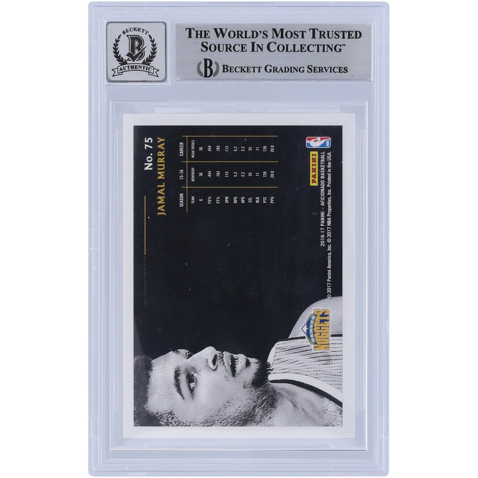 Jamal Murray Signed 2016-17 Panini Aficionado #75 Rookie Card | Beckett Graded 10