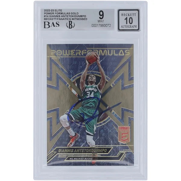 Giannis Antetokounmpo Signed 2022-23 Panini Donruss Elite Gold Card | Beckett Authenticate