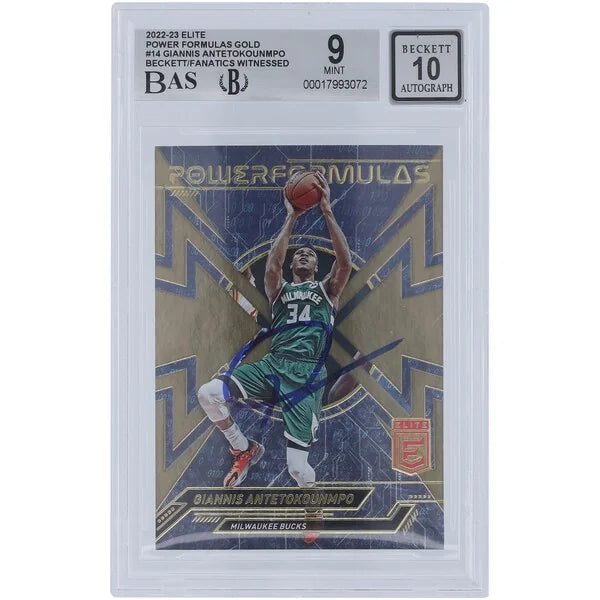 Giannis Antetokounmpo Signed 2022-23 Panini Donruss Elite Gold Card | Beckett Authenticate