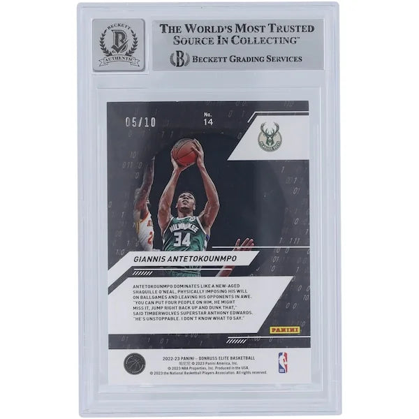 Giannis Antetokounmpo Signed 2022-23 Panini Donruss Elite Gold Card | Beckett Authenticate