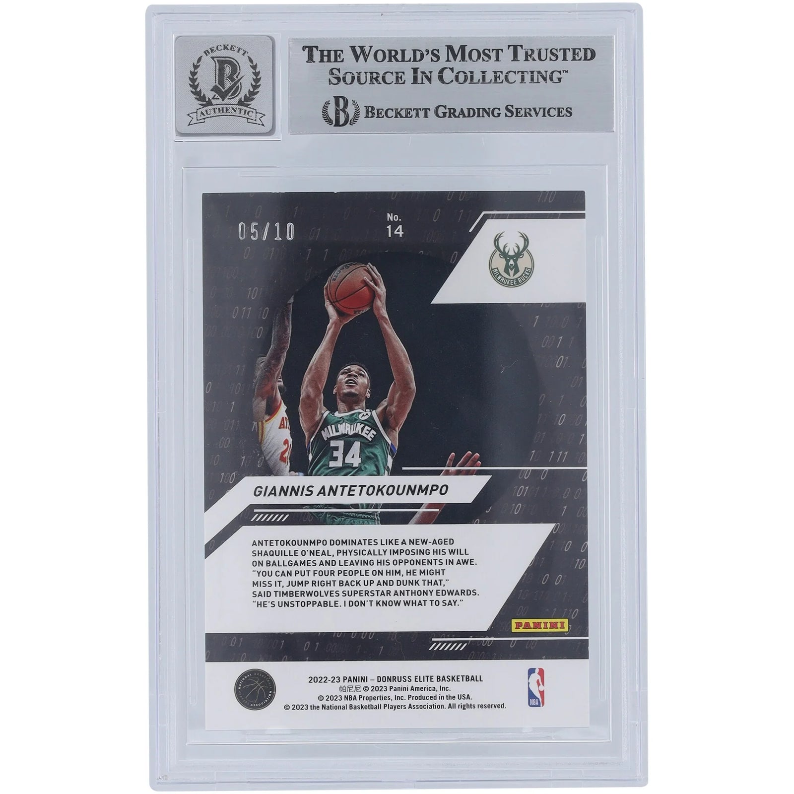 Giannis Antetokounmpo Signed 2022-23 Panini Donruss Elite Gold Card | Beckett Authenticate