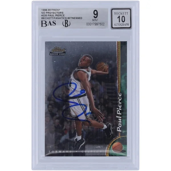 Paul Pierce Signed 1998-99 Topps Finest No Protector #235 Rookie Card | Beckett Authentica