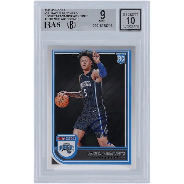 Paolo Banchero Signed 2022-23 Panini Hoops #231 Rookie Card | Beckett Authenticated 9
