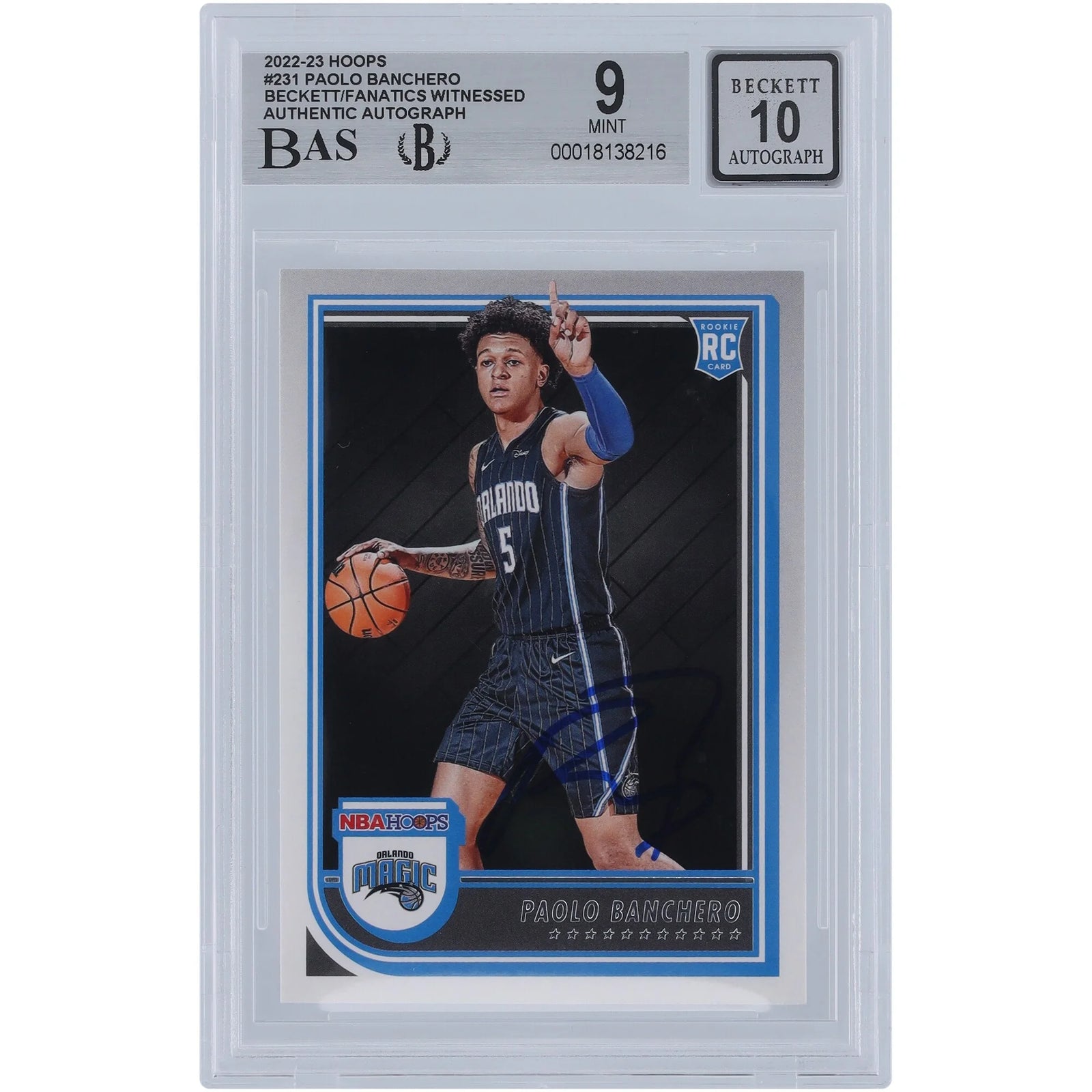 Paolo Banchero Signed 2022-23 Panini Hoops #231 Rookie Card | Beckett Authenticated 9