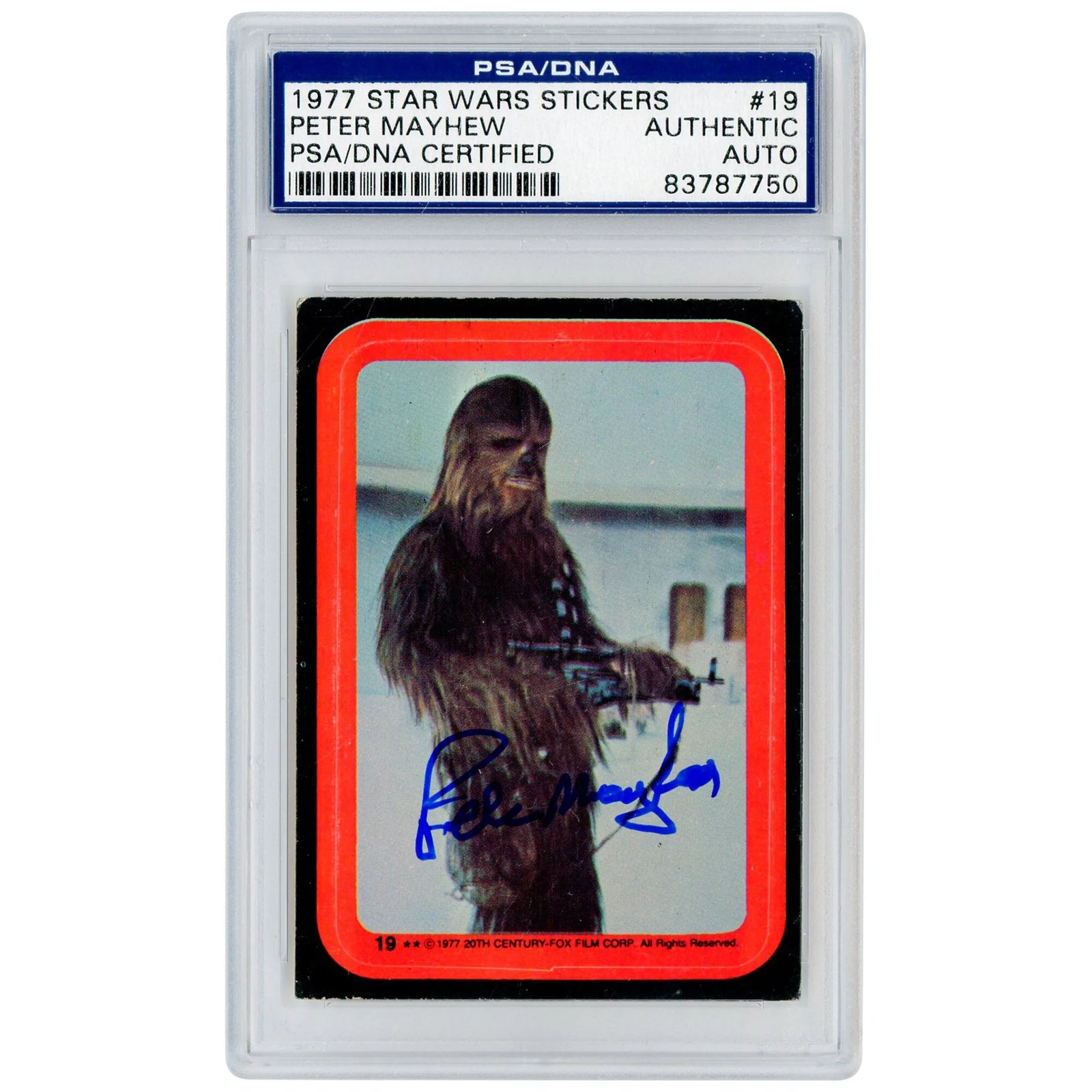 Peter Mayhew Signed 1977 Topps Star Wars Sticker #19 | PSA Authenticated