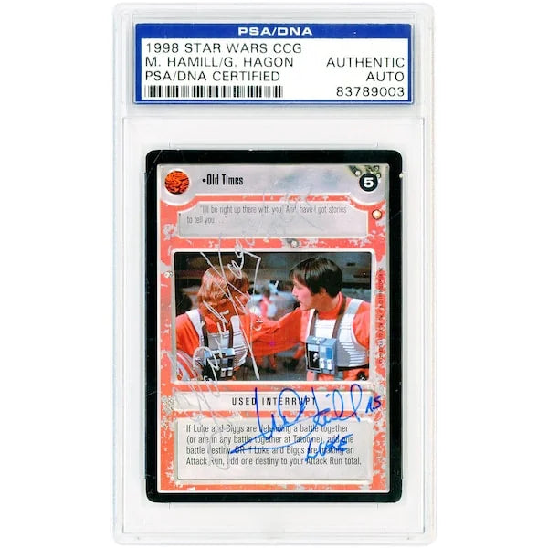 Mark Hamill and Garrick Hagon Signed 1998 Decipher Star Wars Card | Luke Inscription