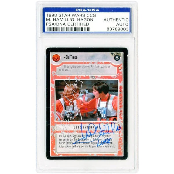 Mark Hamill and Garrick Hagon Signed 1998 Decipher Star Wars Card | Luke Inscription