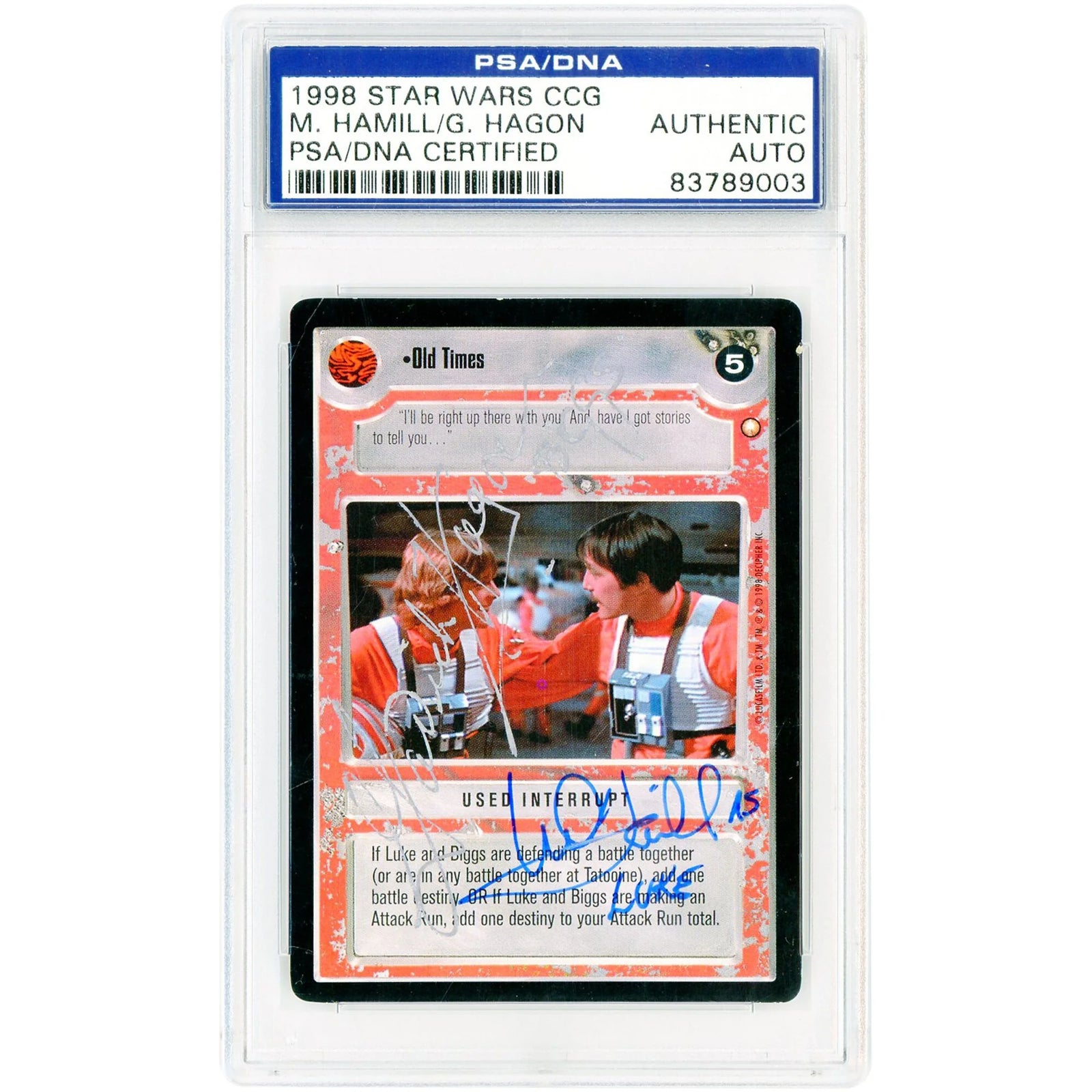 Mark Hamill and Garrick Hagon Signed 1998 Decipher Star Wars Card | Luke Inscription