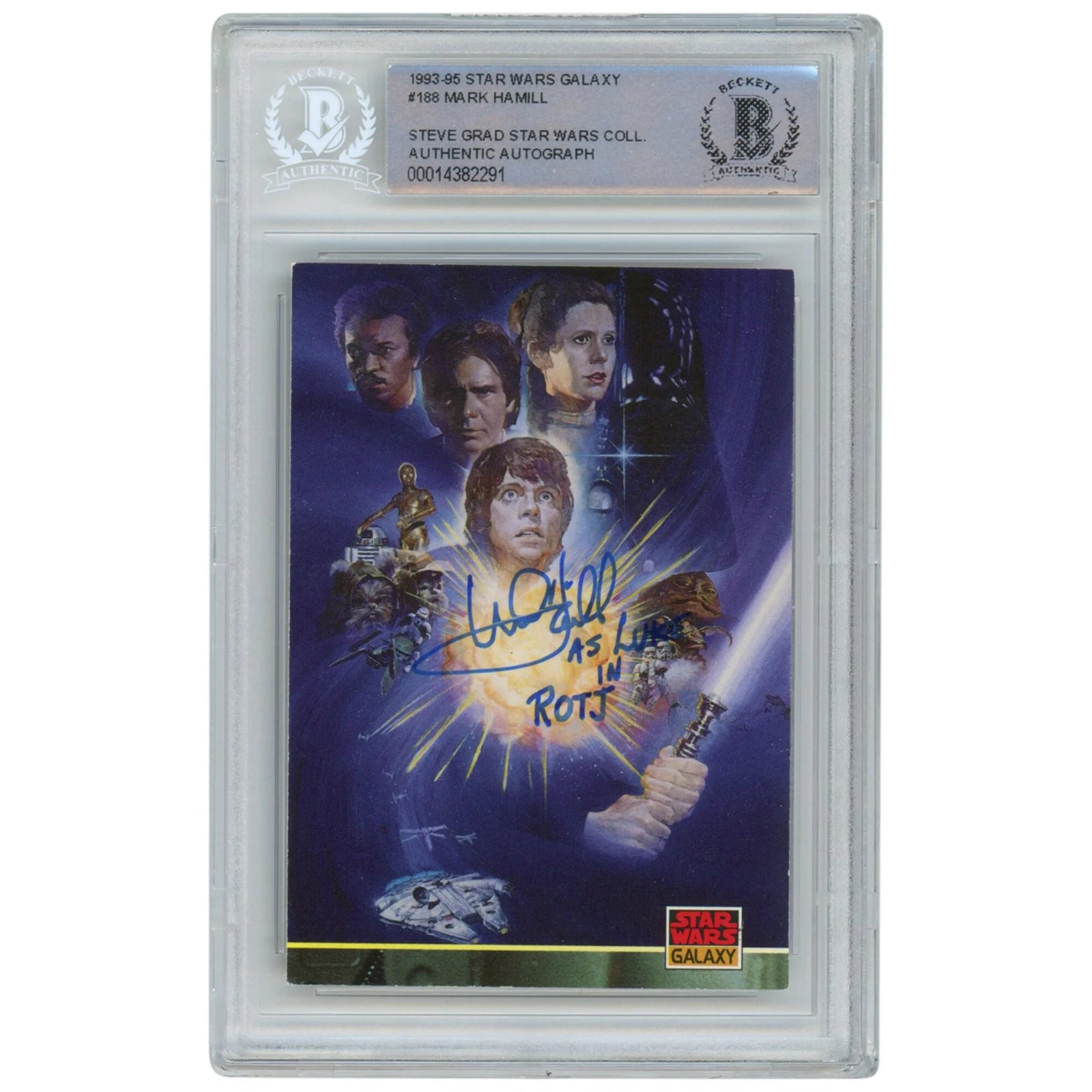 Mark Hamill Signed 1993 Topps Galaxy #188 Card | "As Luke in ROTJ" Inscription