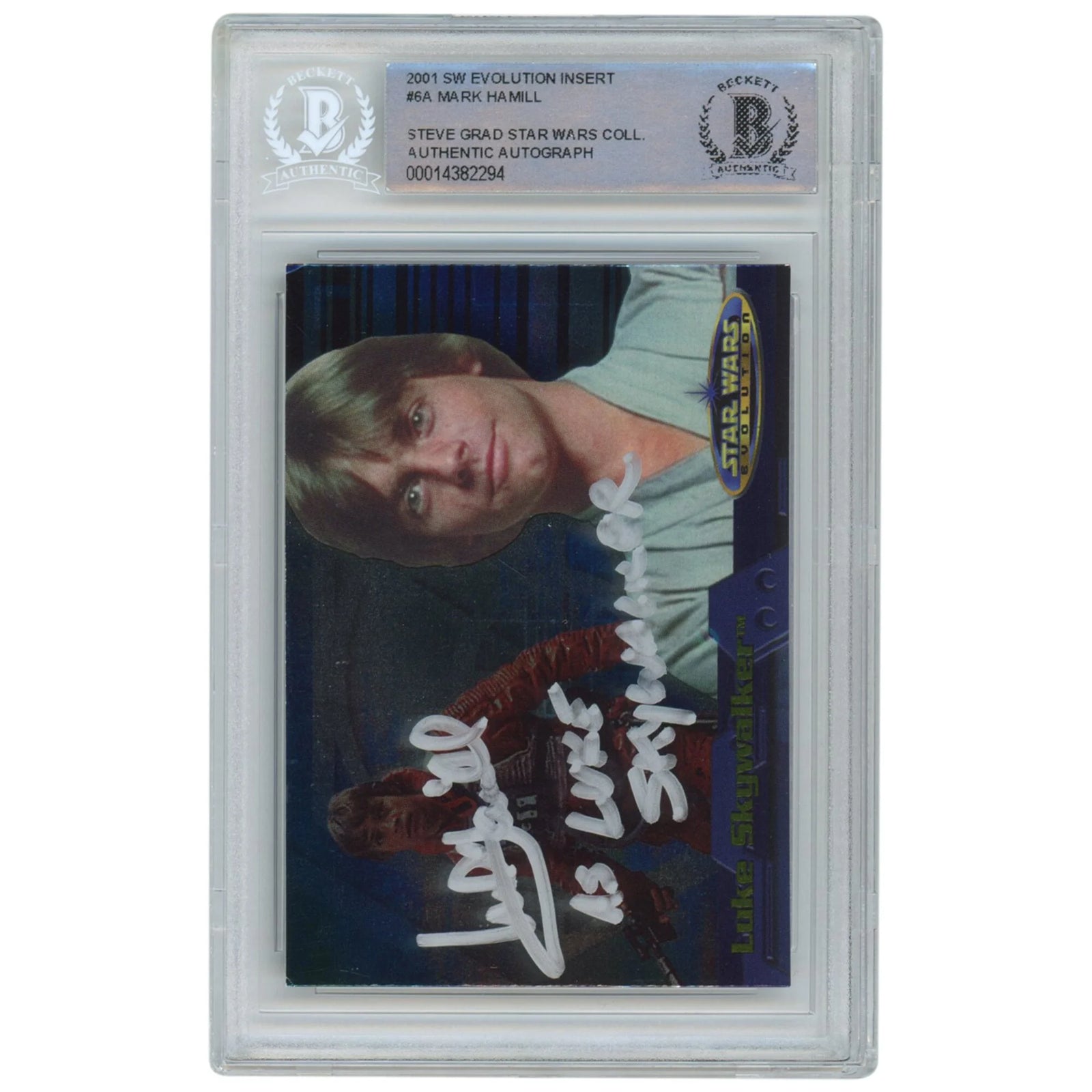 Mark Hamill Signed 2001 Topps Evolution #6A Card | Luke Skywalker Inscription