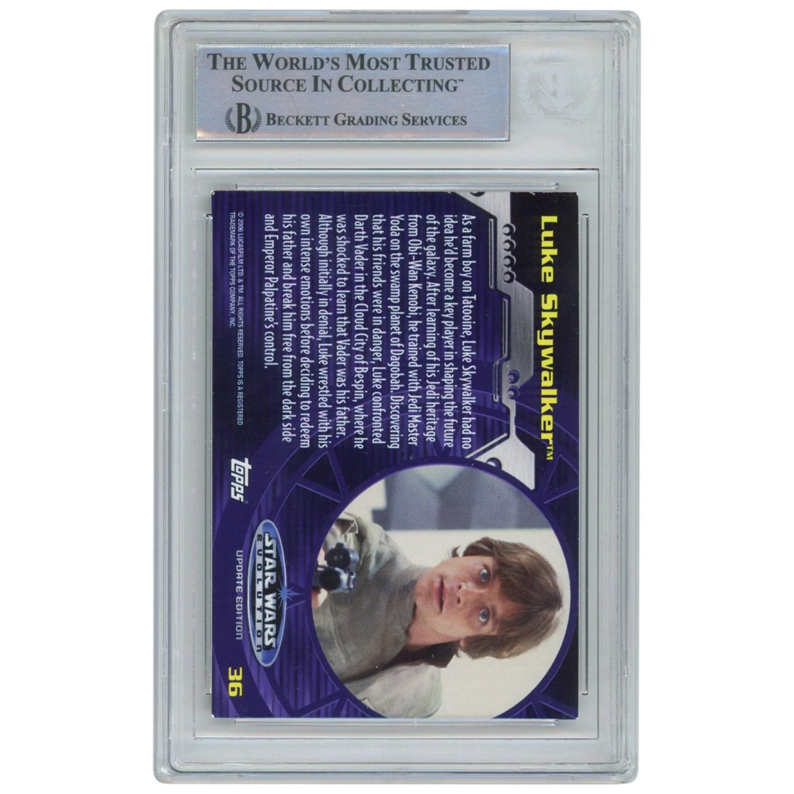 Mark Hamill Signed 2006 Topps Evolution #36 Card | Luke Skywalker Inscription
