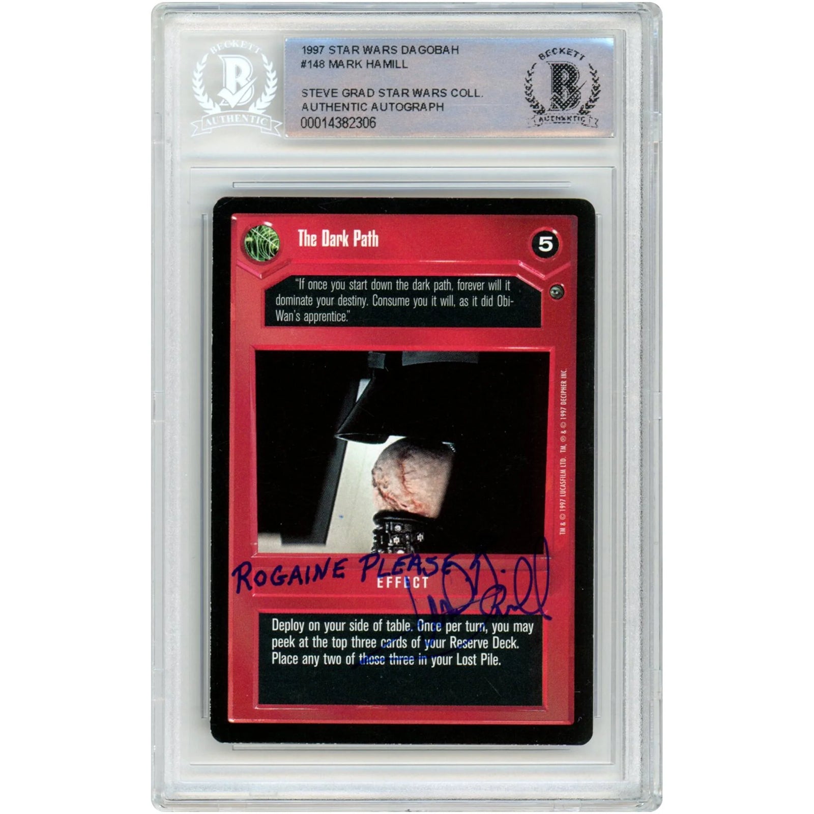 Mark Hamill Signed 1997 Star Wars CCG #148 Card | Rogaine Please Inscription