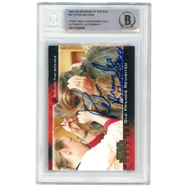 Peter Mayhew Signed 2005 Topps Revenge of the Sith #88 Card | Chewbacca Inscription