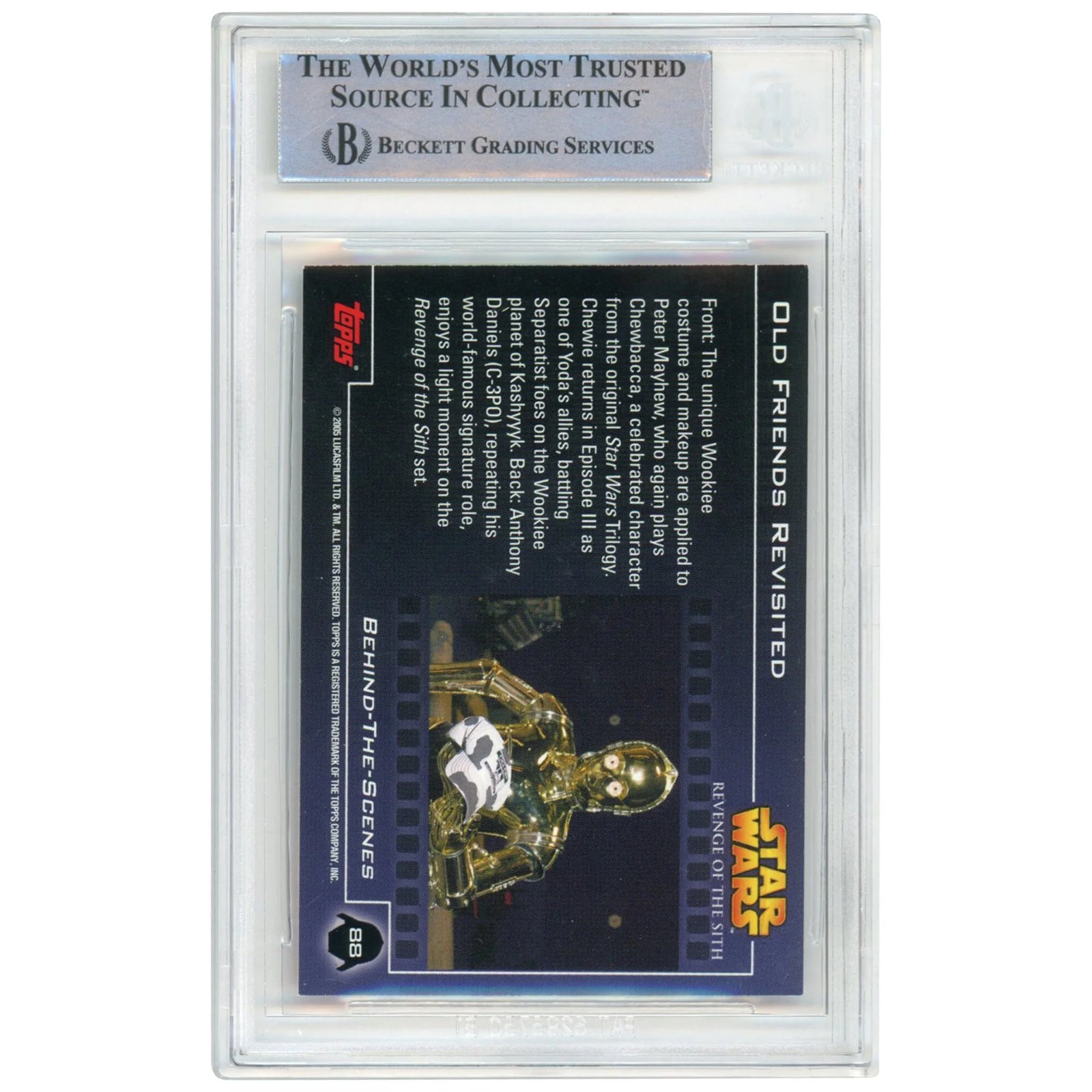 Peter Mayhew Signed 2005 Topps Revenge of the Sith #88 Card | Chewbacca Inscription
