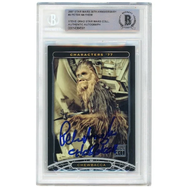 Peter Mayhew Signed 2007 Topps #9 Card | Chewbacca Inscription