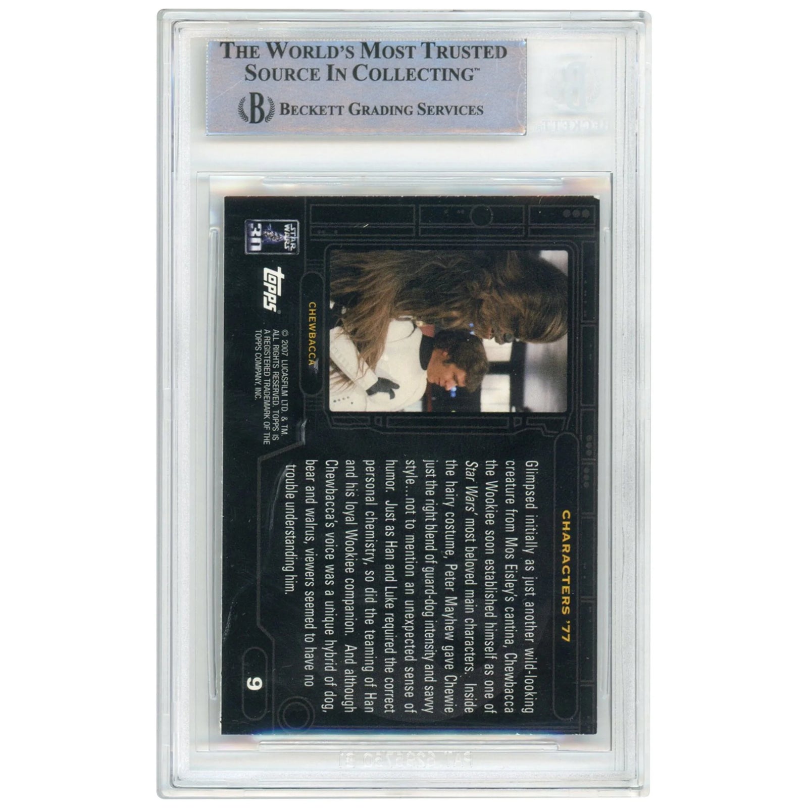 Peter Mayhew Signed 2007 Topps #9 Card | Chewbacca Inscription