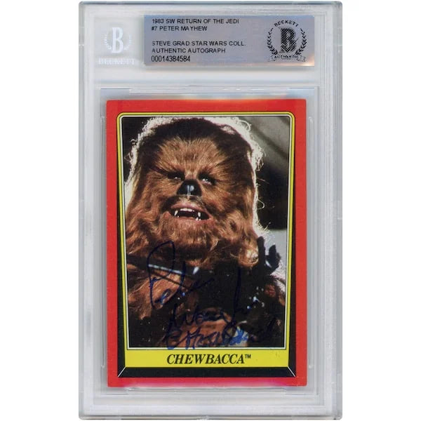 Peter Mayhew Signed 1983 Topps Return of the Jedi #7 Card | Chewbacca Inscription