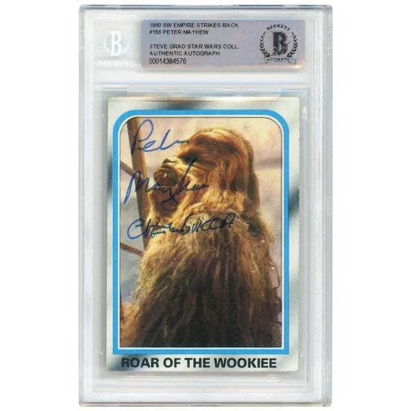 Peter Mayhew Signed 1980 Topps #158 Card | Chewbacca Inscription